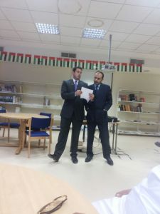 I just like this picture. It's my buddy Khaled, who interprets for me doing our typical PD Interpreter dance once again. 